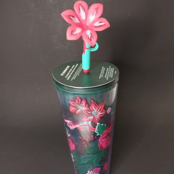 Starbucks Holiday 2022 Poinsettia Venti Tumbler + Flower Straw Topper - Picture 1 of 7